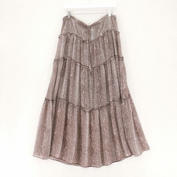Bebe Long Layered Sheer Skirt‎ / Tube Top Dress Medium Brown Snakeskin Lined - Picture 1 of 16